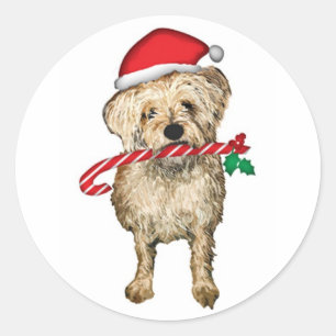 Terrier cute ears Santa Sticker