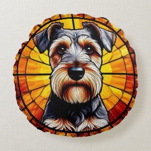 Terrier Dog Artwork Round Cushion