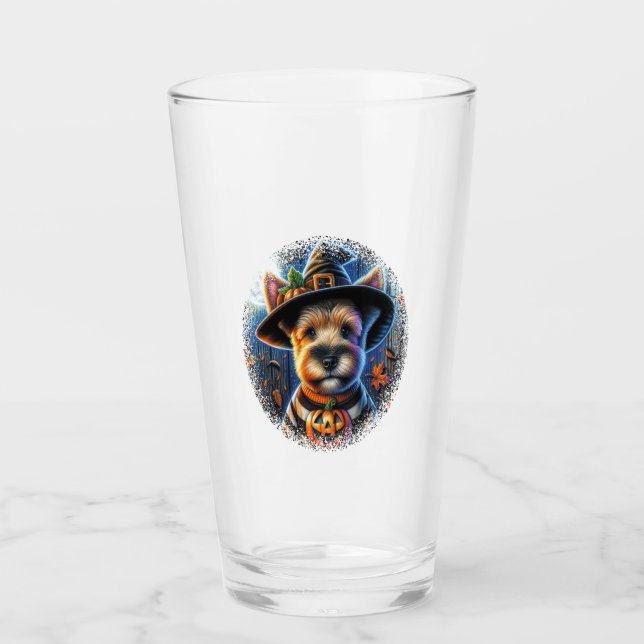 Terrier Dog Halloween Glass (Front)