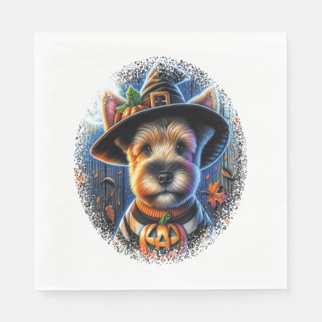 Terrier Dog Halloween Napkin (Front)