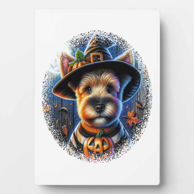 Terrier Dog Halloween Plaque (Front)
