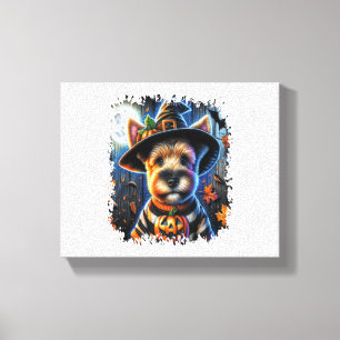 Terrier Dog Halloween Square Canvas Print