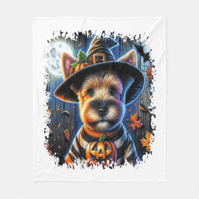 Terrier Dog Halloween Square Fleece Blanket (Front)