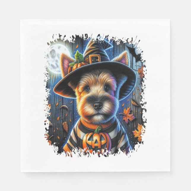 Terrier Dog Halloween Square Napkin (Front)