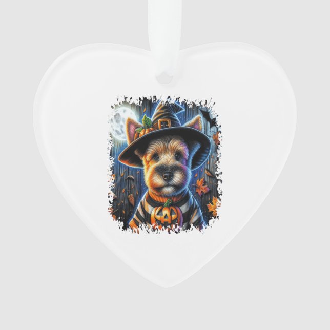 Terrier Dog Halloween Square Ornament (Front)