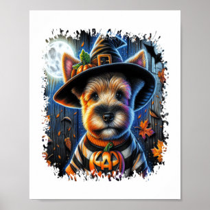 Terrier Dog Halloween Square Poster