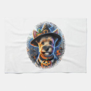 Terrier Dog Halloween Tea Towel