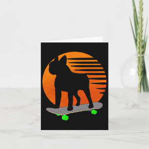 Terrier - French Bulldog Skateboarding Over A Suns Card