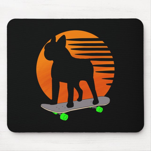 Terrier - French Bulldog Skateboarding Over A Suns Mouse Mat (Front)