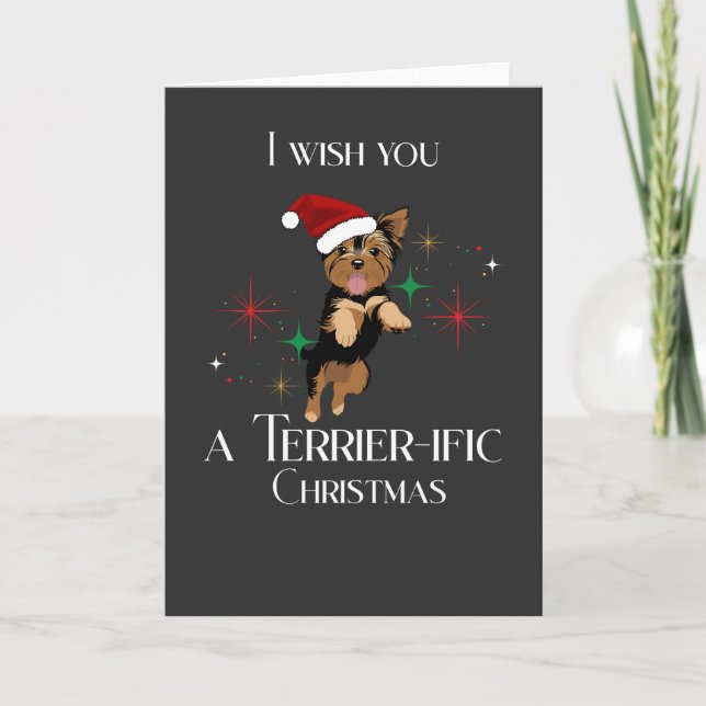 Terrier-ific Christmas Cute Dog Holiday Pun (Front)