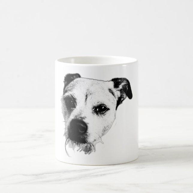 Terrier Mix Close‑Up Monochrome Mug (Center)