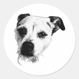 Terrier Mix Close‑Up Monochrome Sticker