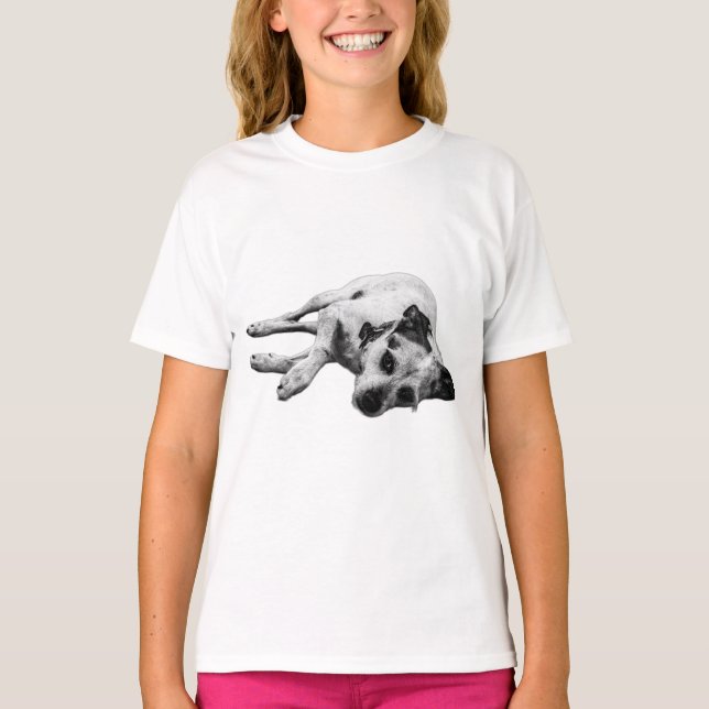 Terrier Mix Relaxed Side Pose Tee (Front)