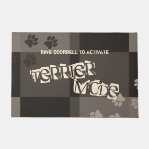 Terrier Mode Funny Dog Pawprints Colorblocks Doormat