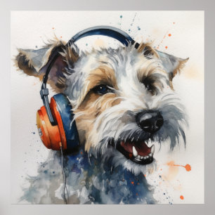 Terrier Music Factory Headphones Art Poster