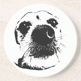 Terrier Nose Art Monochrome Dog Coaster