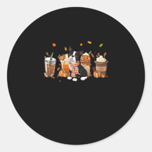 Terrier Pumpkin Spice Latte Iced Autumn Dog Fall  Classic Round Sticker