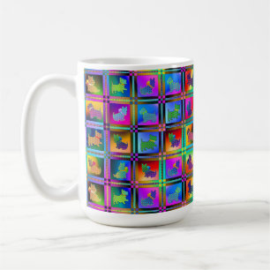 Terrier Silhouettes in a Checkeboard Pattern Coffee Mug