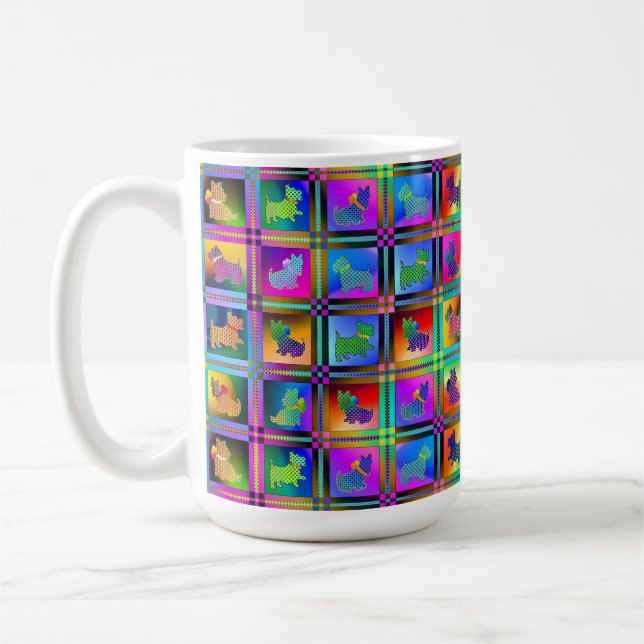 Terrier  Silhouettes  in a Checkeboard Pattern Coffee Mug (Left)