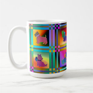 Terrier Silhouettes in a Checkeboard Pattern Coffee Mug