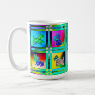 Terrier Silhouettes in a Checkeboard Pattern Coffee Mug