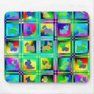 Terrier  Silhouettes  in a Checkeboard Pattern Mouse Mat
