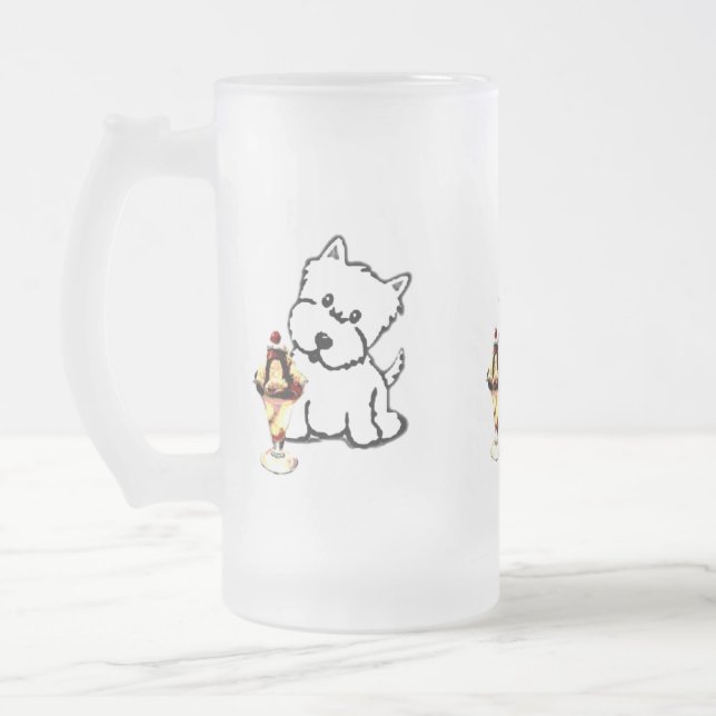 Terriers and Cream Frosted Glass Beer Mug (Left)