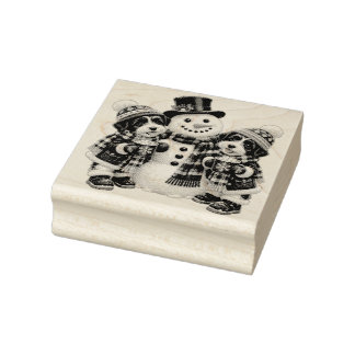 Terriers Drinking Hot Chocolate with Mr. Snowman Rubber Stamp