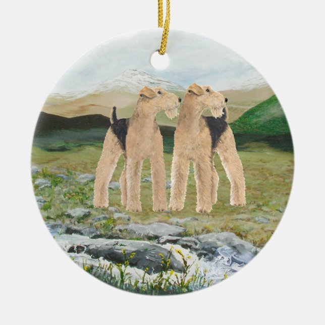 Terriers in Ireland Ceramic Tree Decoration (Front)