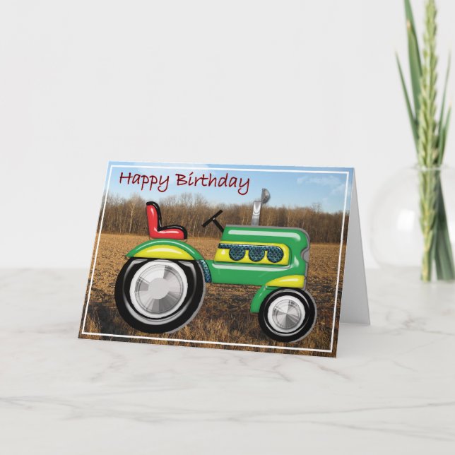 Terriffic Tractor in the Field Birthday Card (Front)
