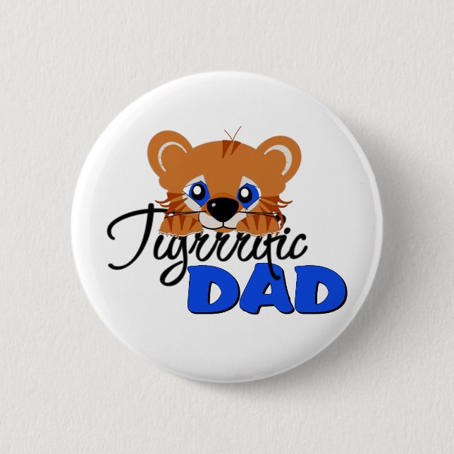 Terrific Dad Cute Tiger 6 Cm Round Badge (Front)