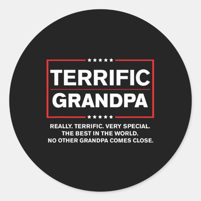 Terrific Grandpa - Funny Donald Trump Campaign Sty Classic Round Sticker (Front)