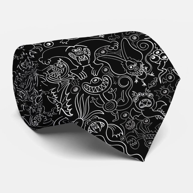 Terrific Halloween monsters pattern Tie (Rolled)