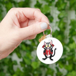 Terrified Vampire Cat Key Ring