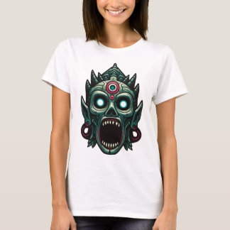 Terrifying Ancient Mask with Spooky Expressions -  T-Shirt