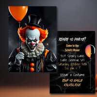 Terrifying Clown Holding Balloons Halloween Party