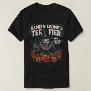 Terrifying Clown with Pumpkins Halloween Scene T-Shirt