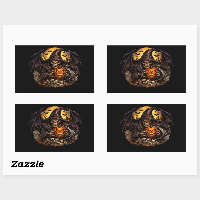 💀🎃 Terrifying Grim Reaper Halloween – Dark Horro Rectangular Sticker (Sheet)