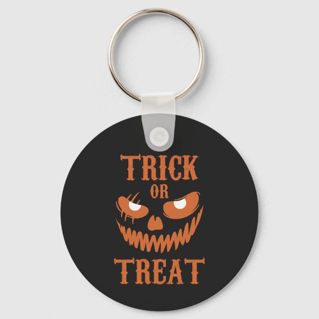 Terrifying Halloween Face Trick Treat Dark Spooky  Key Ring (Front)