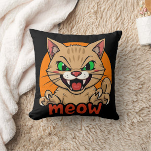 "Terrifying Meow: The Fierce Cat" Cushion