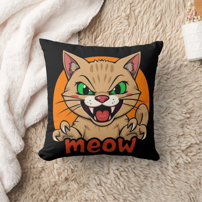 "Terrifying Meow: The Fierce Cat" Cushion (Blanket)