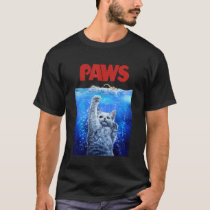Terrifying Monster White Cat Attack Swimmer T-Shirt
