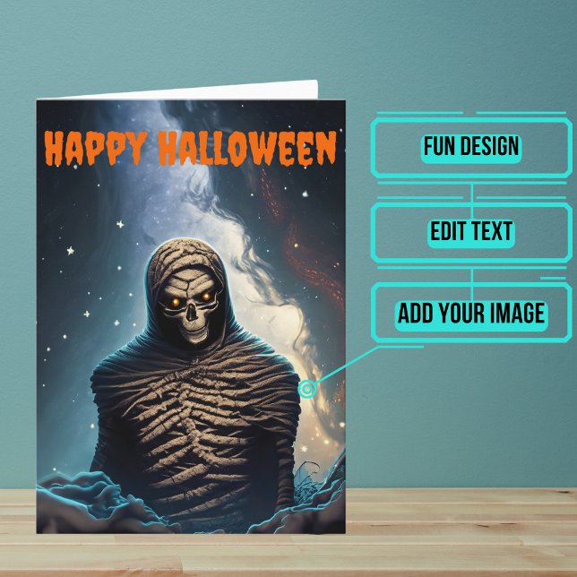 Terrifying Mummy Halloween Card (Send a special greeting to a friend at Halloween with this fun card.)