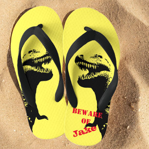Terrifying T-Rex Dinosaur Graphic Kid's Flip Flops