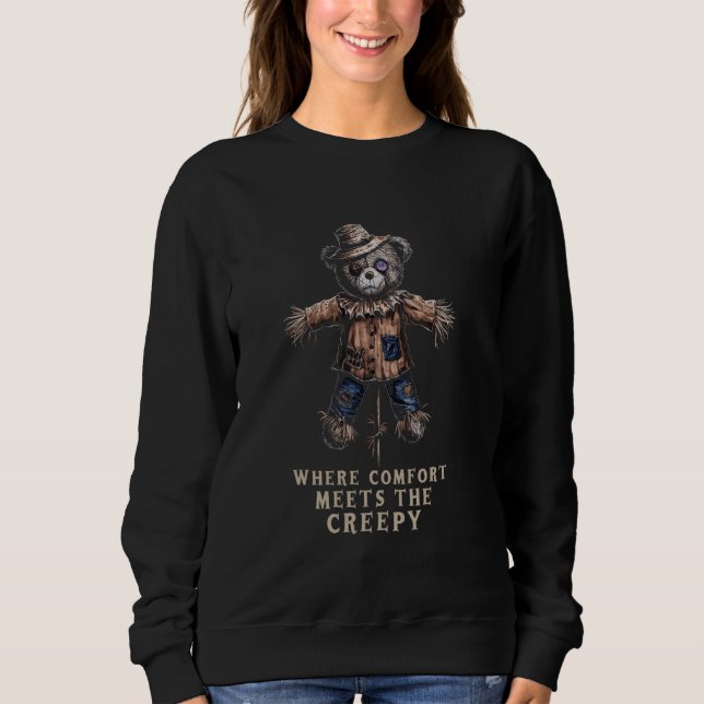 Terrifying Teddy Spooky Plush Horror Teddy Bear Sc Sweatshirt (Front)