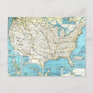 Territorial Acquisitions of the United States Map Postcard