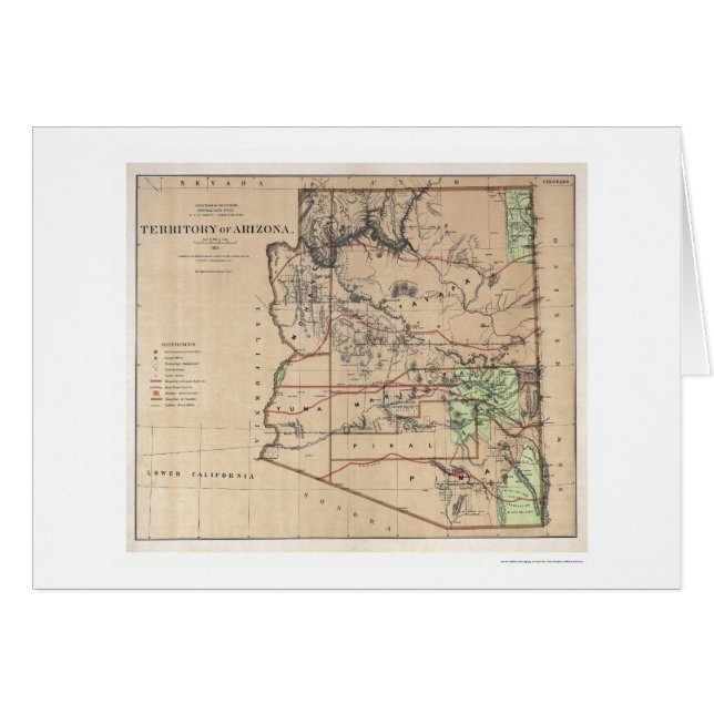 Territory Of Arizona Map 1876 (Front Horizontal)