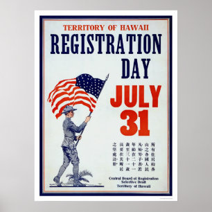 Territory of Hawaii Registration Day - Chinese Poster