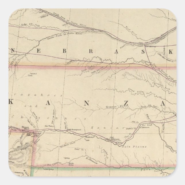 Territory of Kansas and Native Americans Square Sticker (Front)
