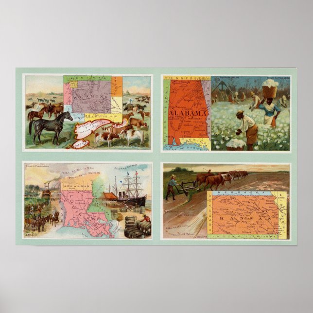 Territory of Wyoming, Alabama, Louisiana, Kansas Poster (Front)